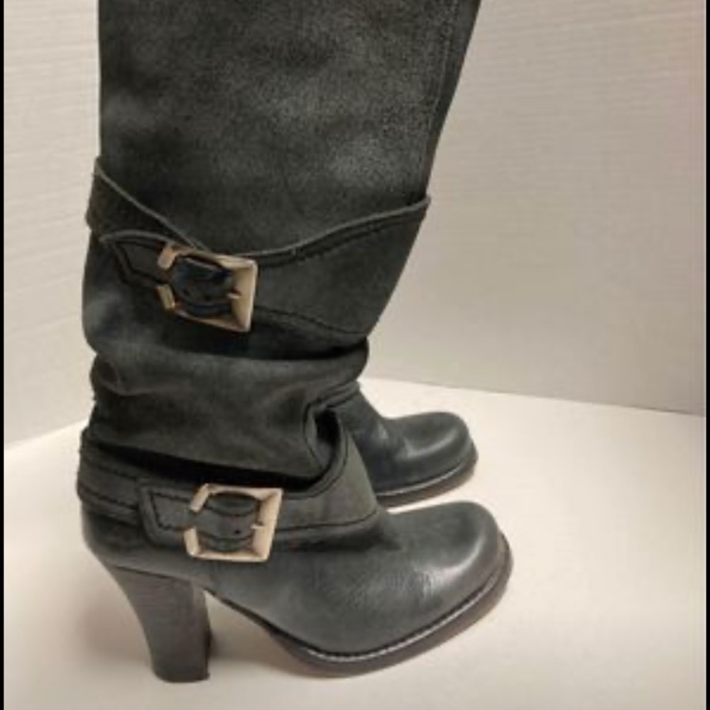Destroy- Distressed Black  Leather Knee High Boots size 6 us (36)